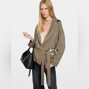 Zadig & Voltaire Alpa Outline Stars Wool Cashmere Cardigan